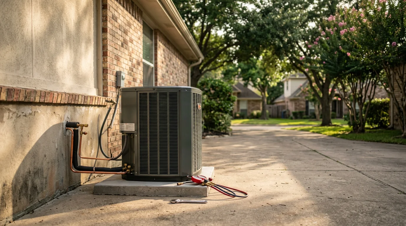 HVAC technician servicing an air conditioning unit